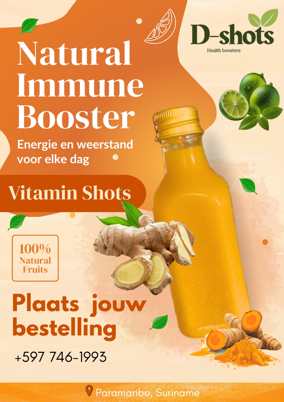 D-shots promotional poster with bottle and order details